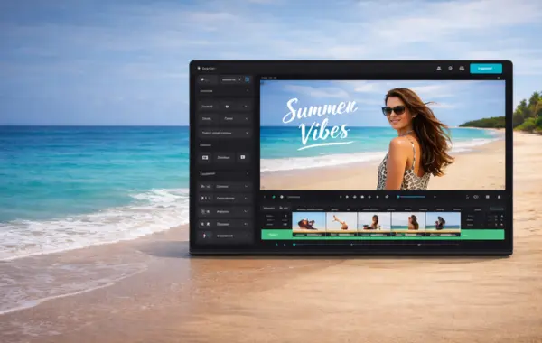 CapCut online video editor interface showing timeline, preview screen and editing tools